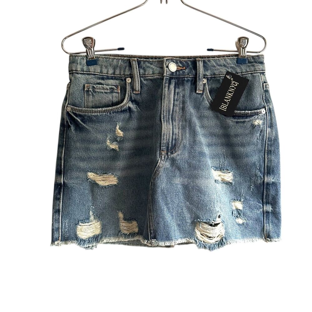 BLANKNYC Eye Opener Distressed Denim Skirt NWT 26 - Picture 2 of 5